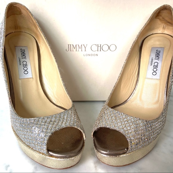 Jimmy Choo Crown Gold Silver Champagne Heel - Picture 4 of 16